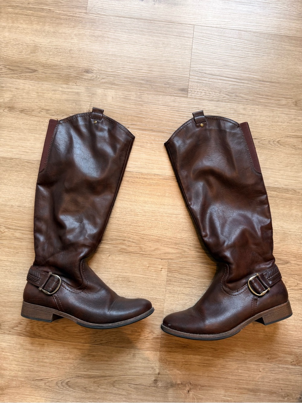 Bass Knee-High Brown Faux Leather Riding Boots